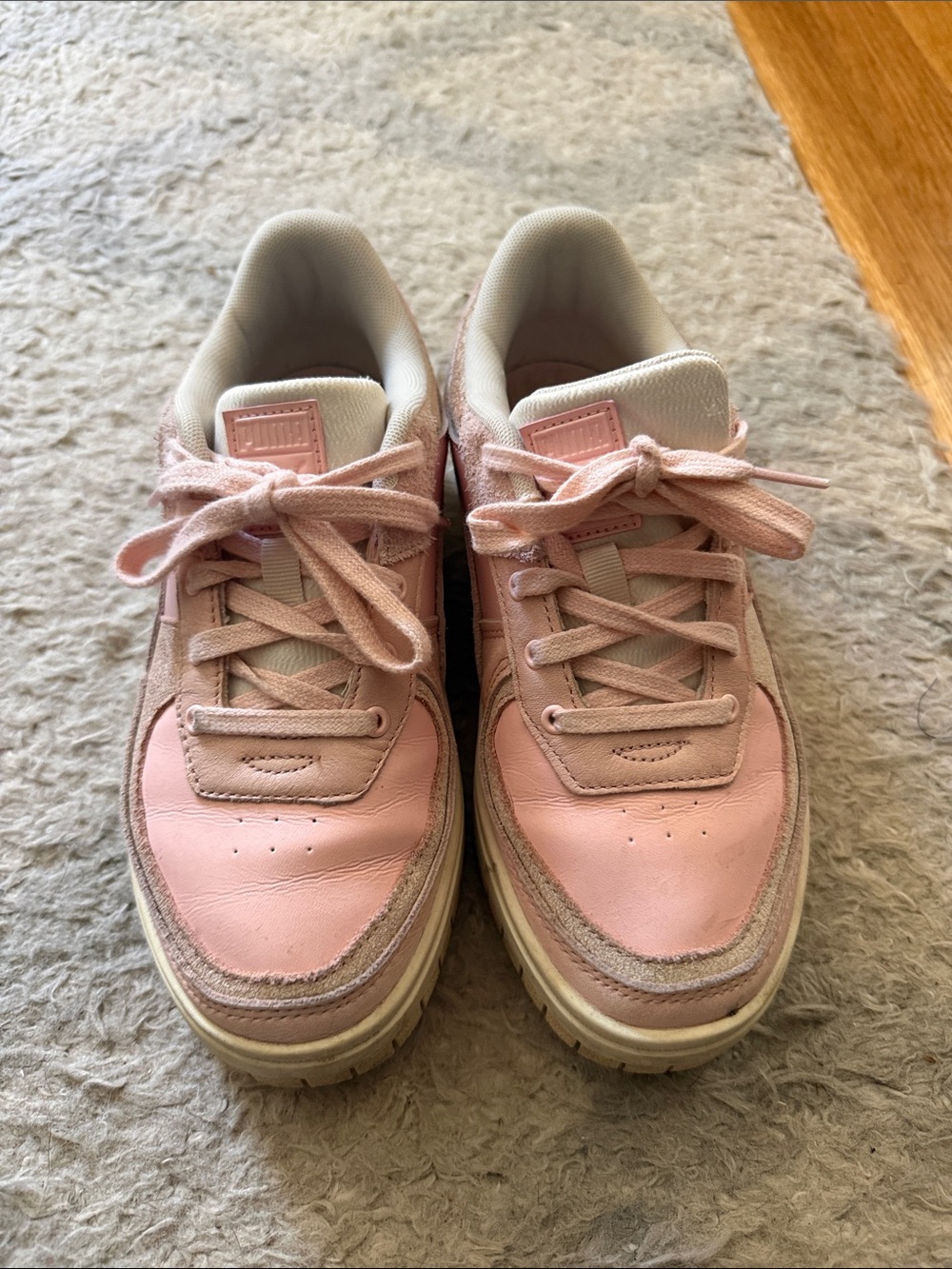 Puma Women's Pale Pink Leather & Suede Low-Top Sneakers. Puma California
